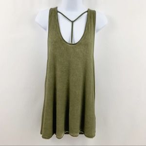 NWT We the Free Green Distressed Tank Top M